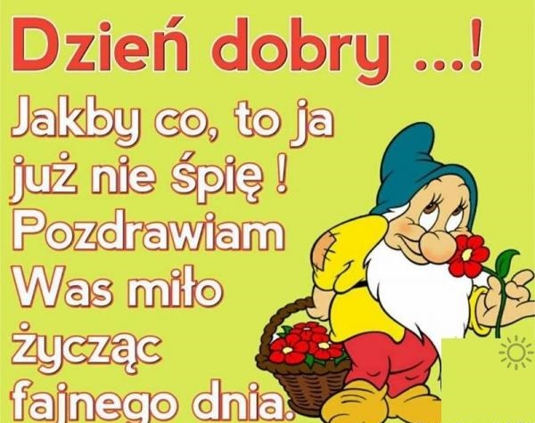 Krasnal z życzeniami na Miłego Dnia
